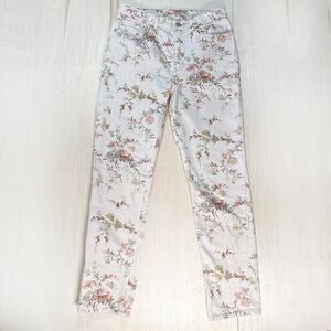 La Vie Jeans Women 27 Regular Peach Floral Denim Straight‎ Leg Rebecca Taylor